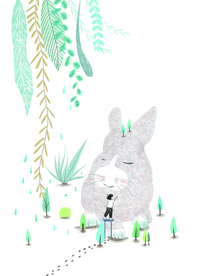 龙猫卡通清新传统插画背景