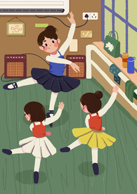 舞蹈教室人物清新插画背景