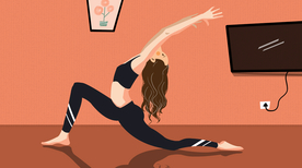 瑜伽女性健身清新插画卡通背景