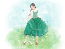 女性人物清新插画背景素材