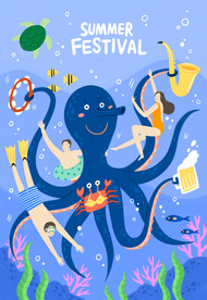 扁平化人物庆祝派对插画图片