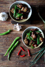 尖椒炒肉美食食材摆盘背景素材