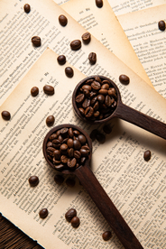 咖啡豆量勺饮品西餐背景素材