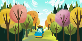 户外郊游旅游小车插画素材