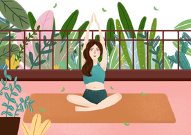 瑜伽人物女性健身插画素材