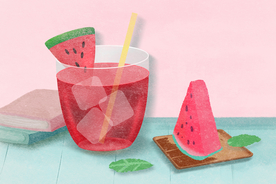西瓜夏季饮料饮品清新插画素材