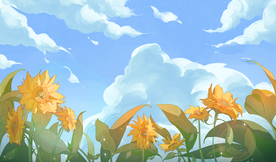 向日葵夏季植物清新插画素材