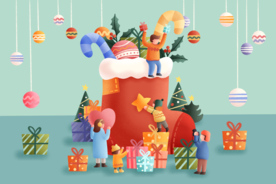 圣诞节卡通立体人物插画背景