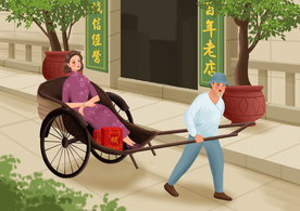 民国复古旗袍女性人物插画素材