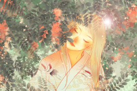 丛林森林人物女性清新插画背景