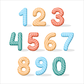 彩色条纹卡通数字