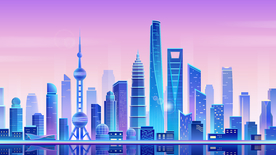 夜光城市大楼地标建筑渐变上海夜