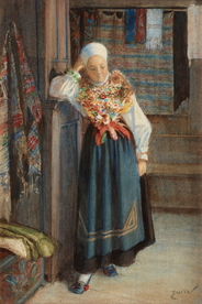 乡村田园场景风景油画