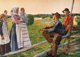 生活场景风景油画