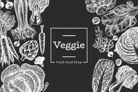 手绘黑白蔬菜