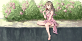 夏季吃冰棍卡通人物女性插画背景