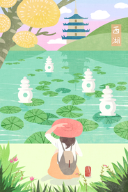 户外旅游郊游人物插画背景