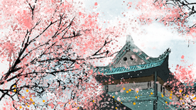 武汉地标建筑城市插画卡通背景