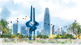 地标建筑城市插画卡通背景