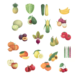 水果蔬菜矢量psd免抠素材合集