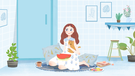 夏季人物少女插画卡通背景素材