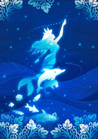 海洋人物少女插画卡通背景素材