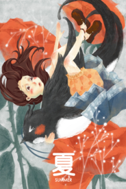 夏季人物少女插画卡通背景素材