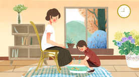 母亲节洗脚插画卡通背景素材