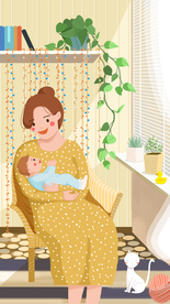 母亲婴儿清新插画卡通背景素材