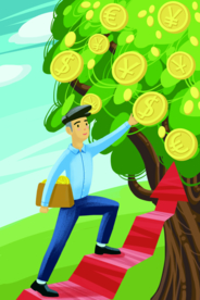 财富人物插画卡通背景素材