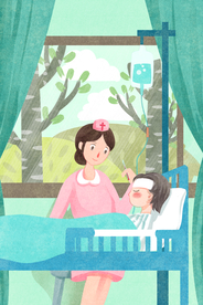 护士节人物插画卡通背景素材