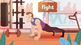 健身人物插画卡通背景素材