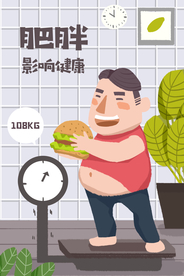 肥胖影响健康插画卡通背景素材