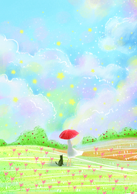 梦幻童话人物插画卡通背景素材