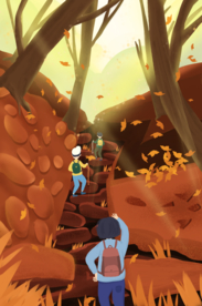 重阳登高插画卡通背景素材