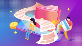 账单还款信用卡插画卡通背景素材