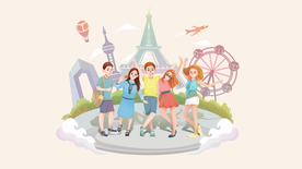 夏季旅游人物清新插画卡通素材