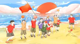 夏季旅游人物清新插画卡通素材