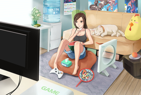 夏季少女人物清新插画卡通素材