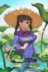 夏季少女人物清新插画卡通素材