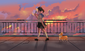 夏季少女人物清新插画卡通素材