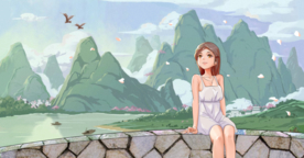 夏季少女人物清新插画卡通素材