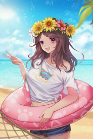 夏季海边少女人物清新海报素材