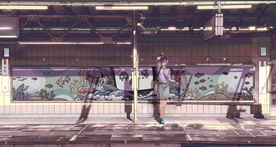 夏季人物女性走廊插画卡通素材