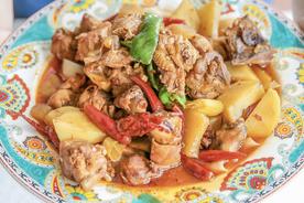 大盘鸡美食食材餐饮背景素材