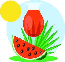 西瓜西瓜汁卡通矢量插画