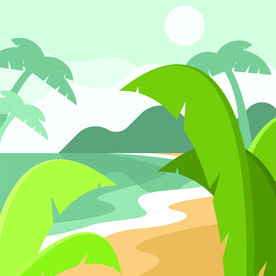 夏日海滩插画设计