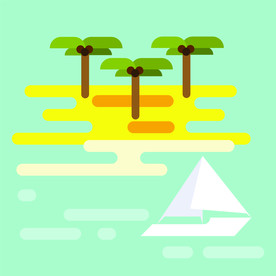 夏日海滩AI分层SVG文件