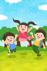 户外儿童郊游插画海报素材