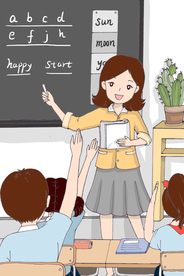 教师黑板英文英语插画卡通素材